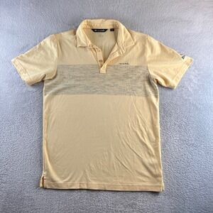TravisMathew Mens Yellow Striped Pique Polo Shirt 1MX127 Size M